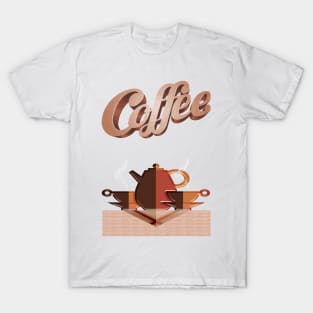 Contemporary Graphic Coffee and Cups T-Shirt